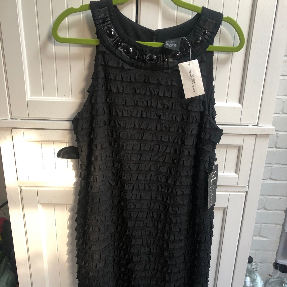 Black Ruffled layered pleated dress